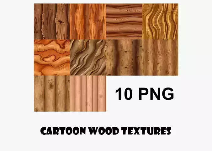 Cartoon Wood Textures Pack 47 - 10x PNG 