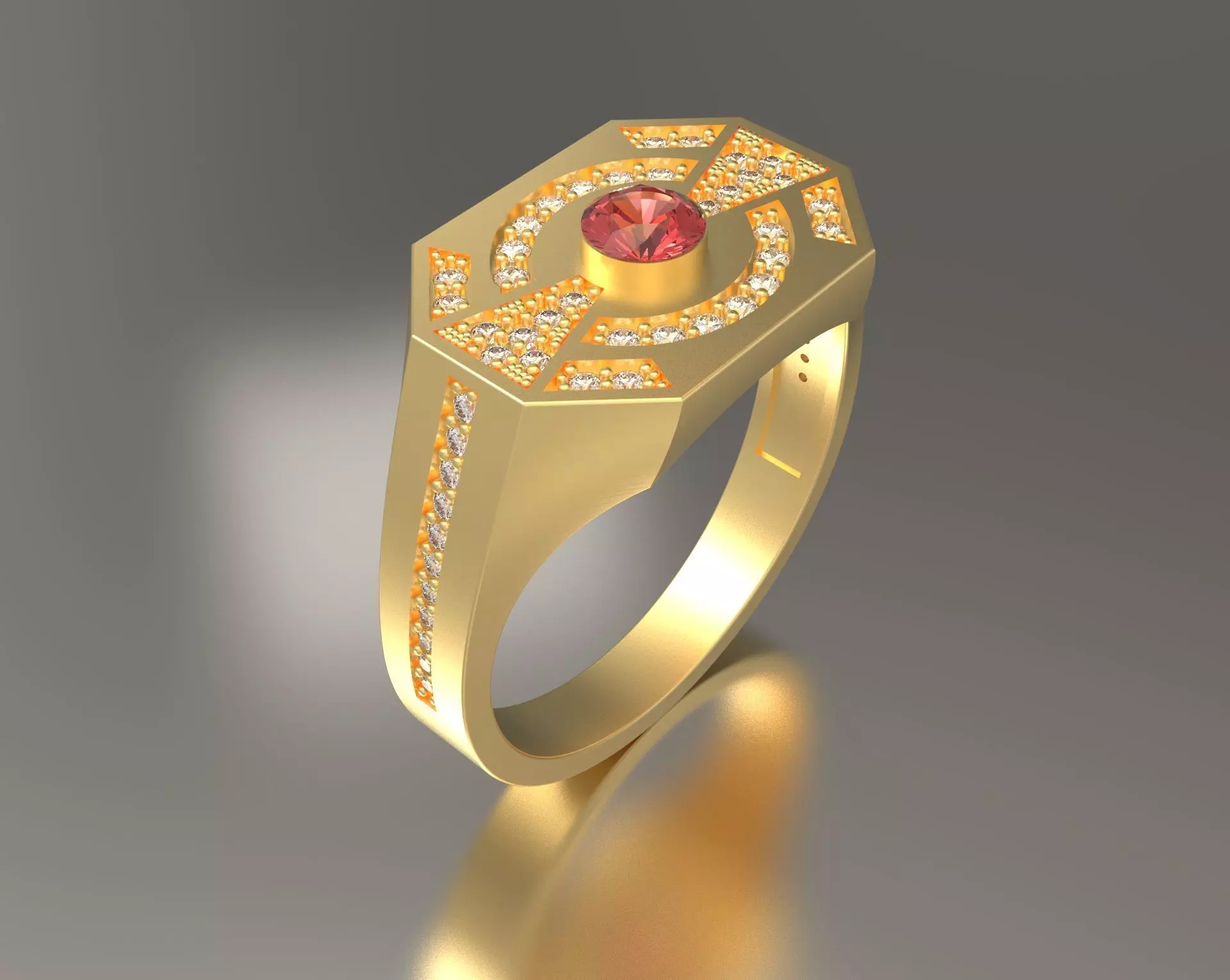 Mens Diamond and Ruby Ring 3D print model