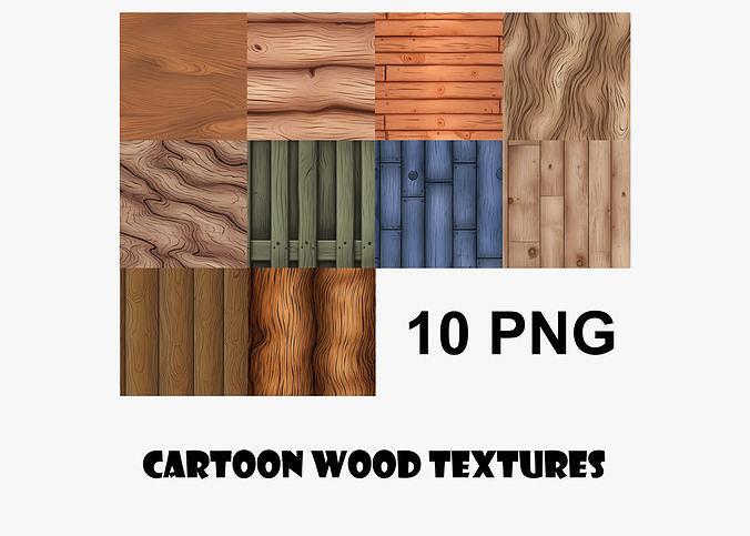 Cartoon Wood Textures Pack 49 - 10x PNG  Texture