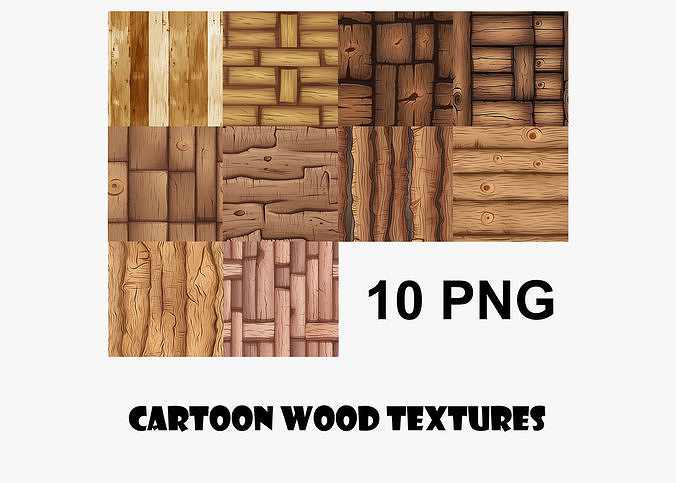 Cartoon Wood Textures Pack 50 - 10x PNG  Texture