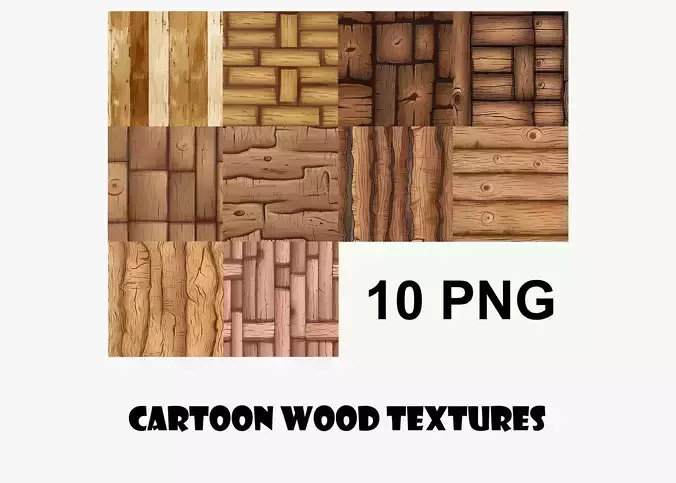 Cartoon Wood Textures Pack 50 - 10x PNG 