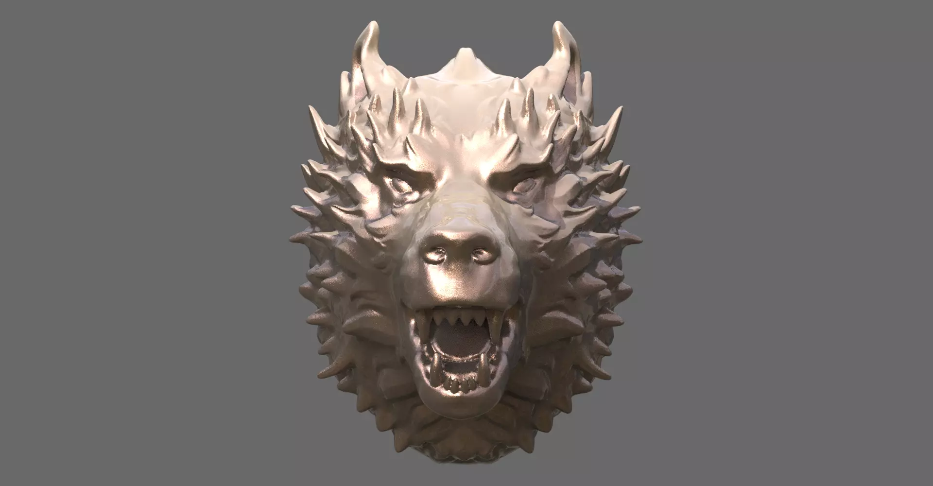 Wolf Statue Bust sharp 1  3D model_0