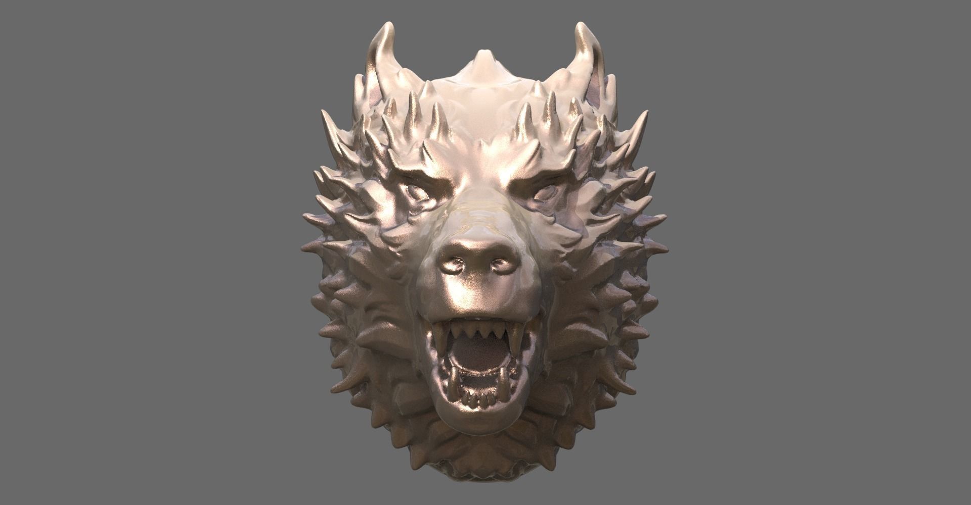 Wolf Statue Bust sharp 1  3D model_1