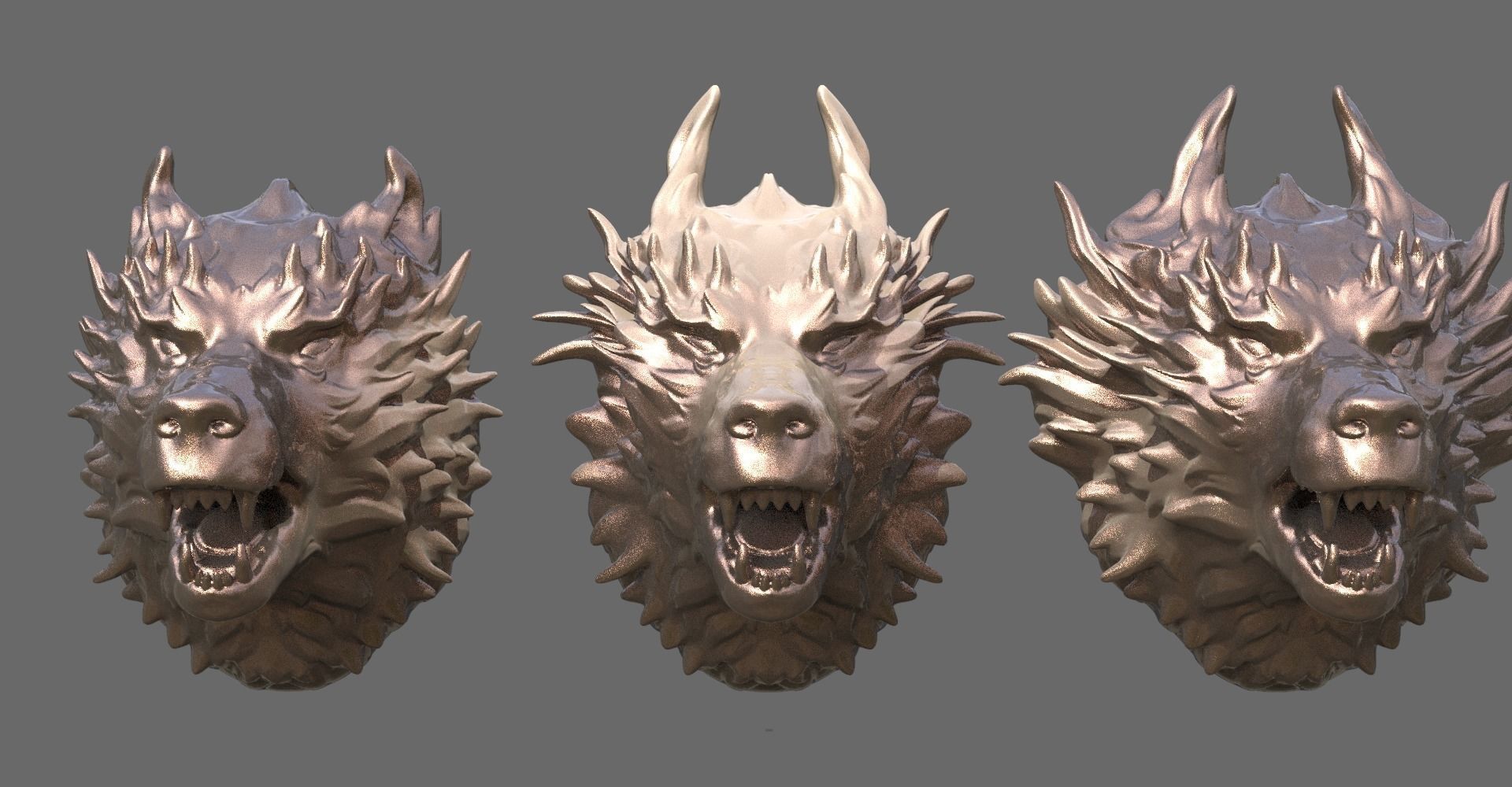Alpha Wolf bust collection 2 3D model_4