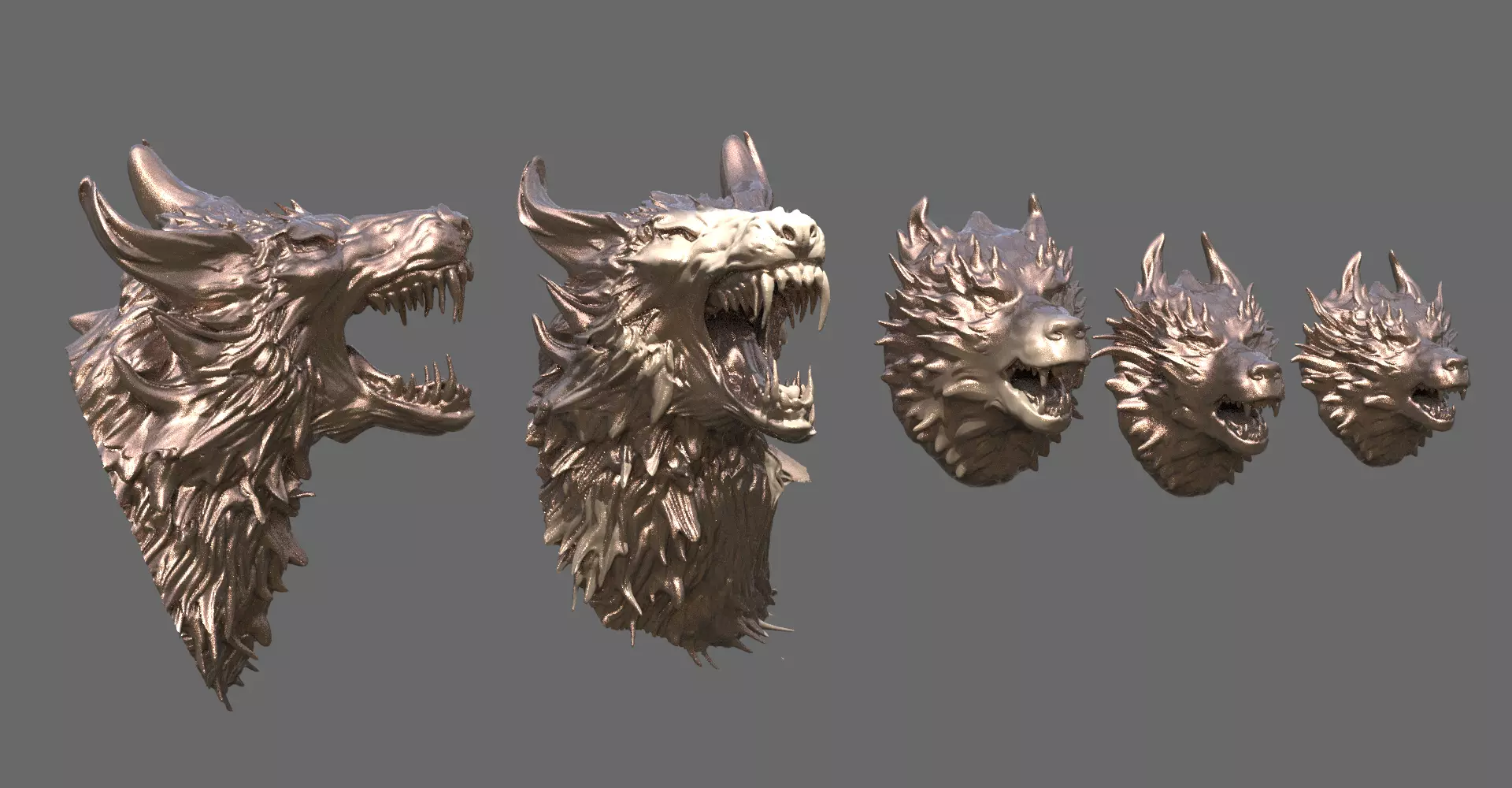 Alpha Wolf bust collection 2 3D model_0