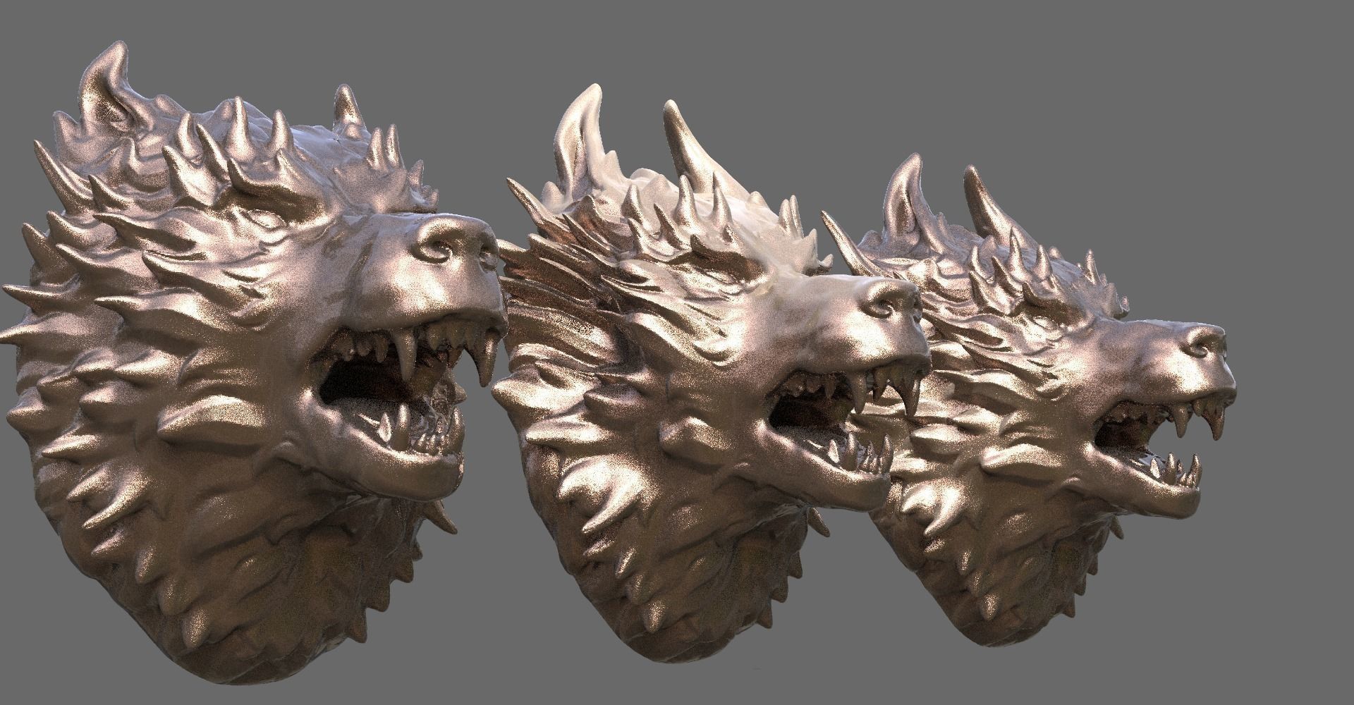 Alpha Wolf bust collection 2 3D model_3