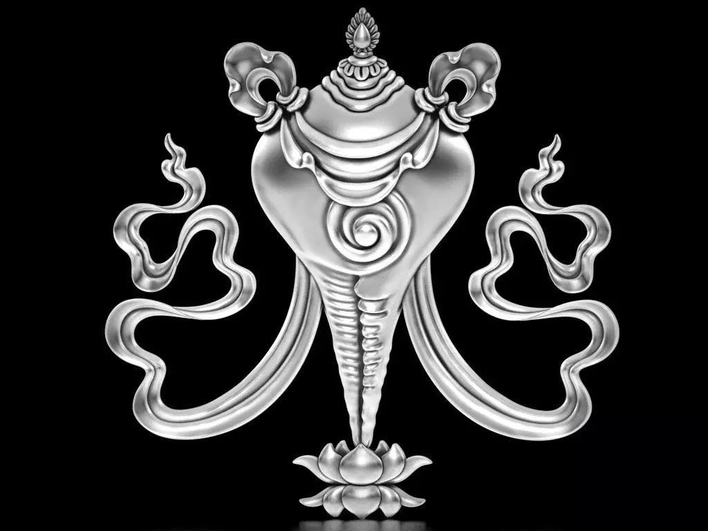 Buddhist Conch Shell Relief 3D print model