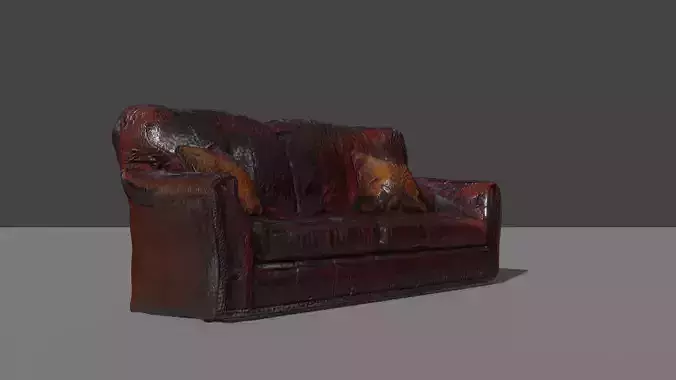 Dark Leathered Couch Free low-poly 3D model