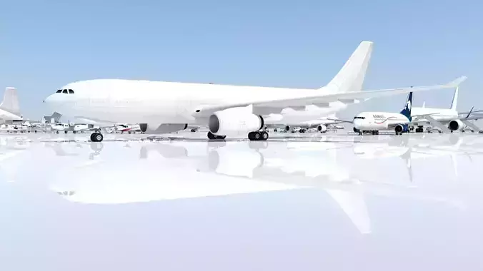 Airbus A330F freighter Static Low Poly Blank