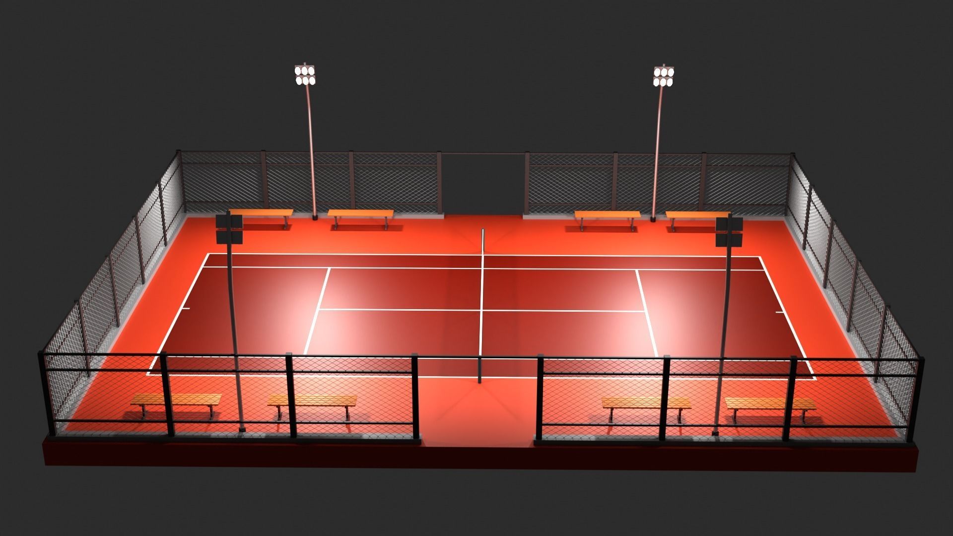 Tennis court A4 Low-poly 3D model_3