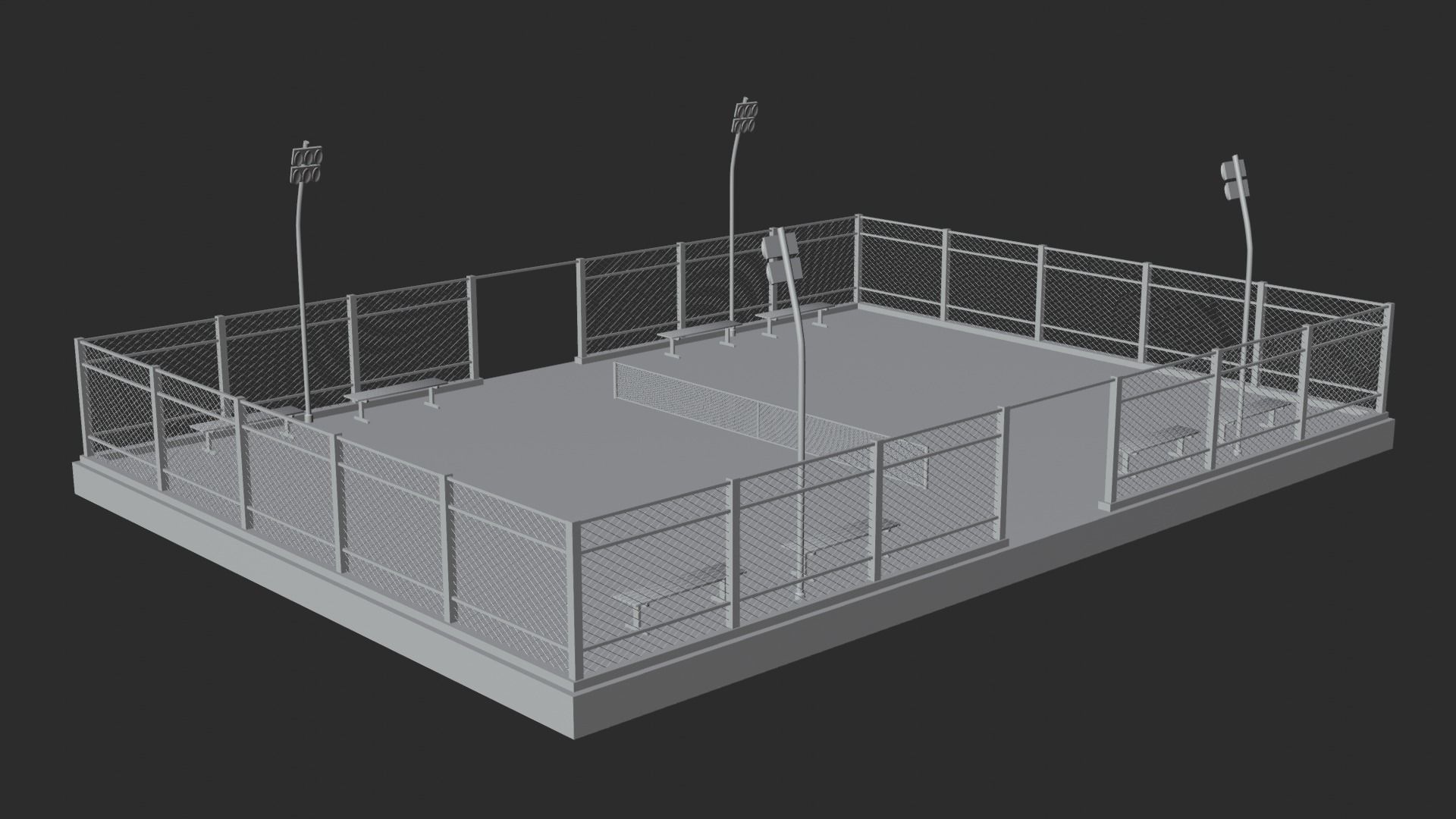 Tennis court A4 Low-poly 3D model_5