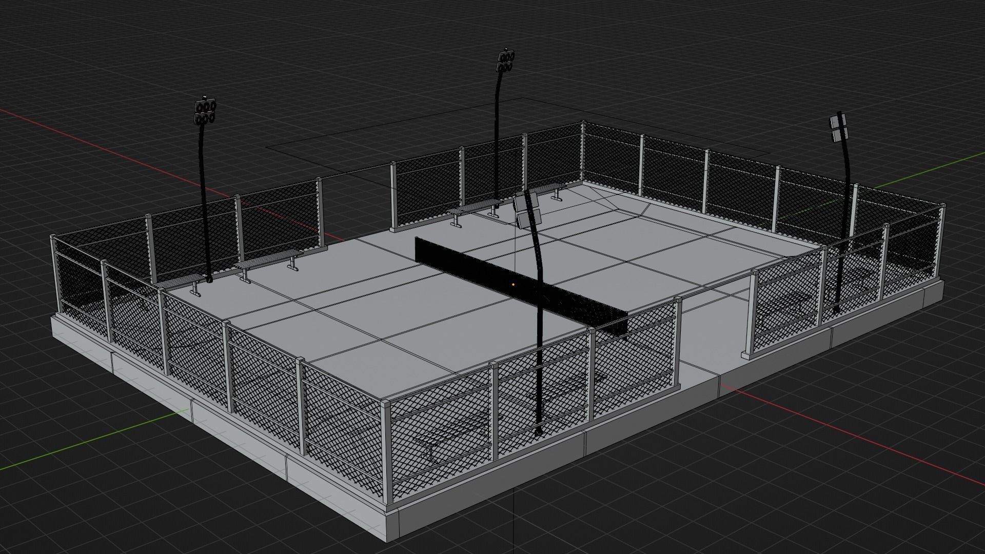 Tennis court A4 Low-poly 3D model_6