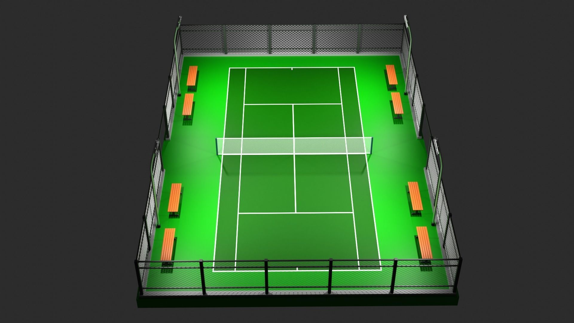 Low poly Tennis Court and Racket 3D Model Collection_6