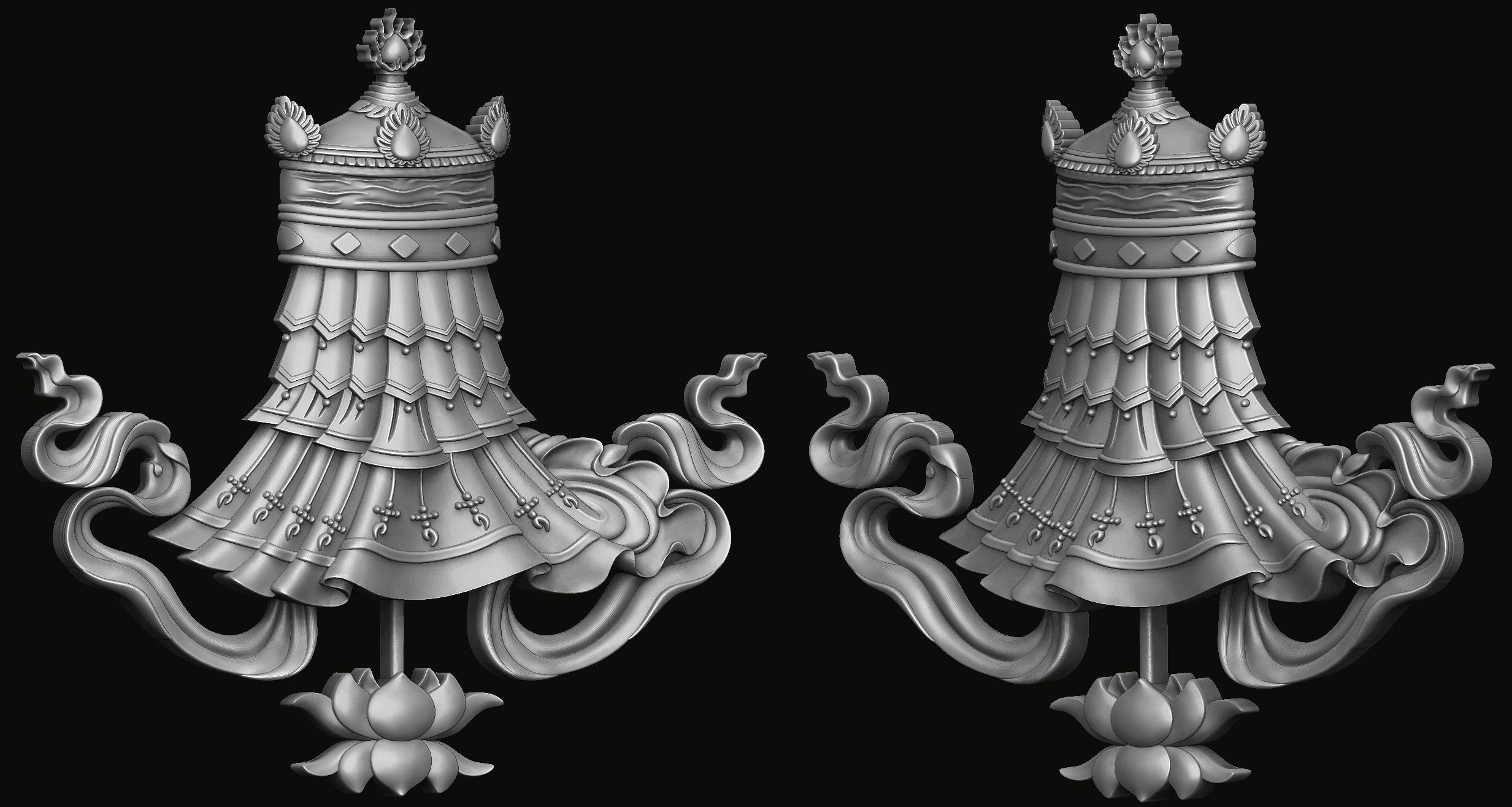 Buddhist Victory Banner Relief 3D print model_2