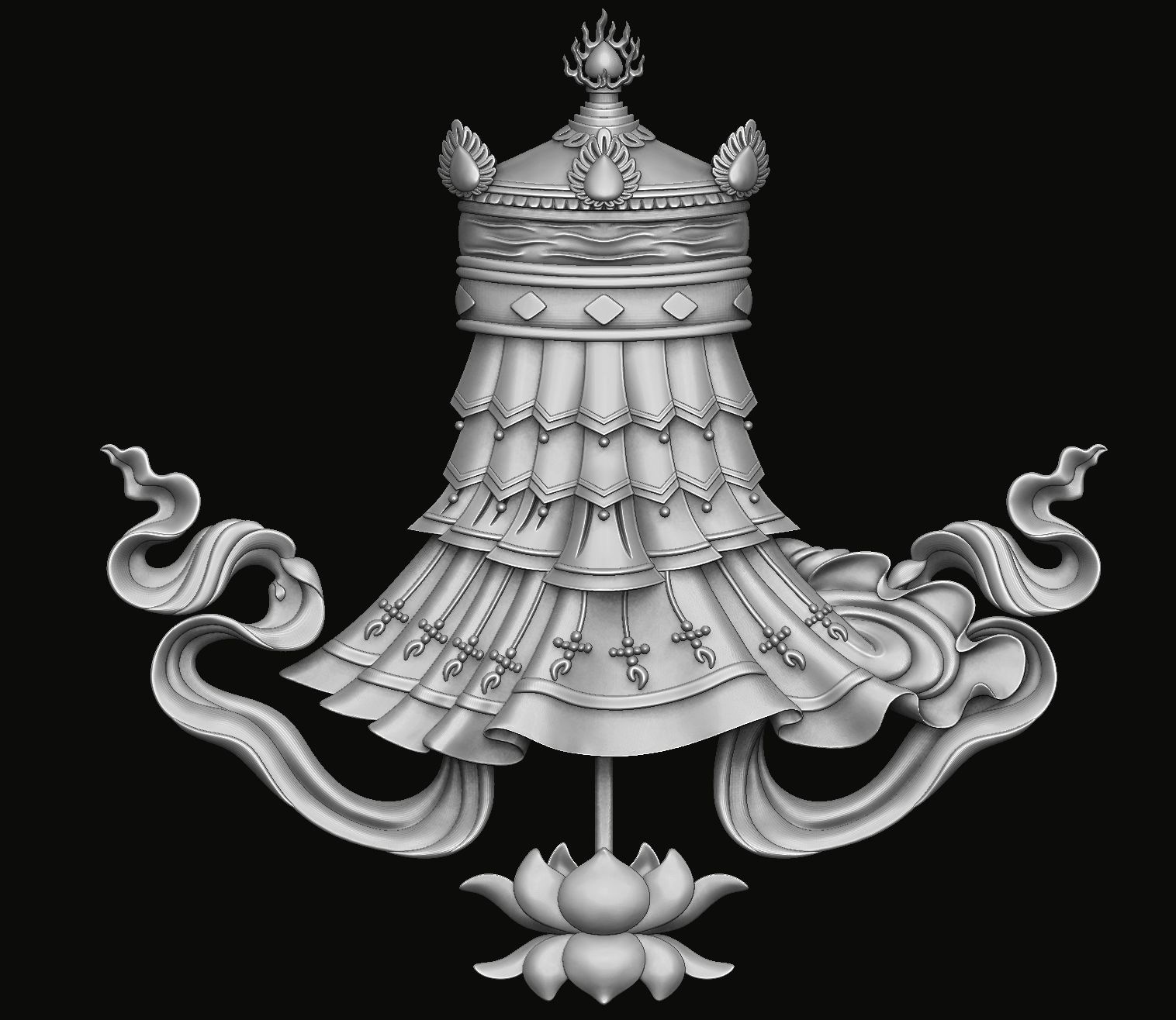 Buddhist Victory Banner Relief 3D print model_1