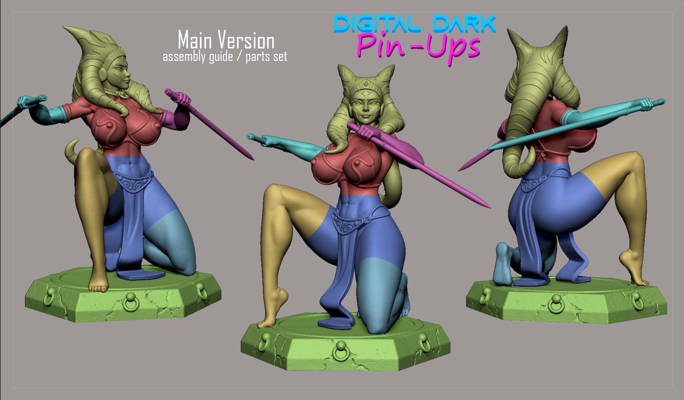 Ahsoka and Leia slave costume with NSFW version and Miniatures 3D print model_18