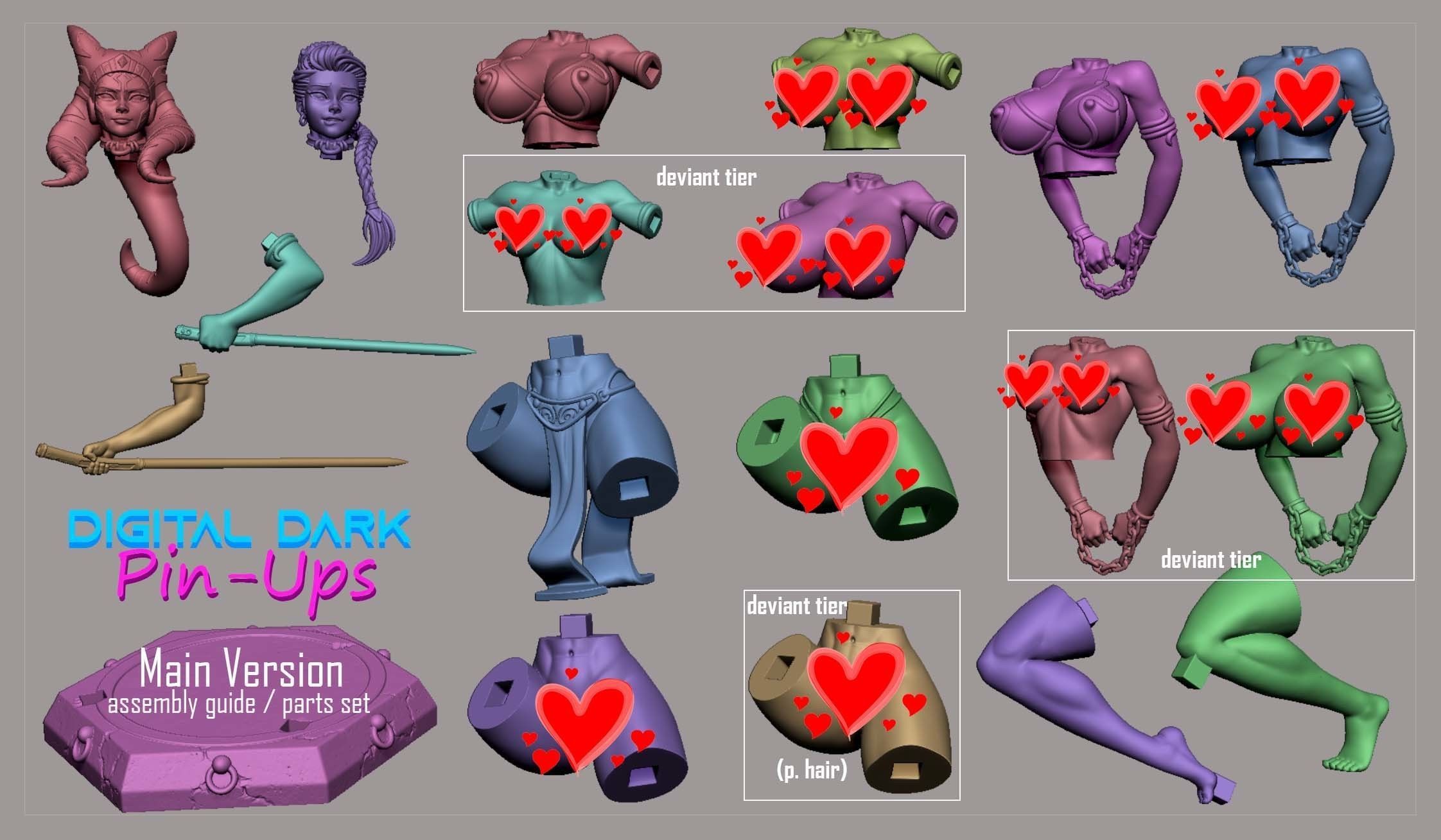 Ahsoka and Leia slave costume with NSFW version and Miniatures 3D print model_19