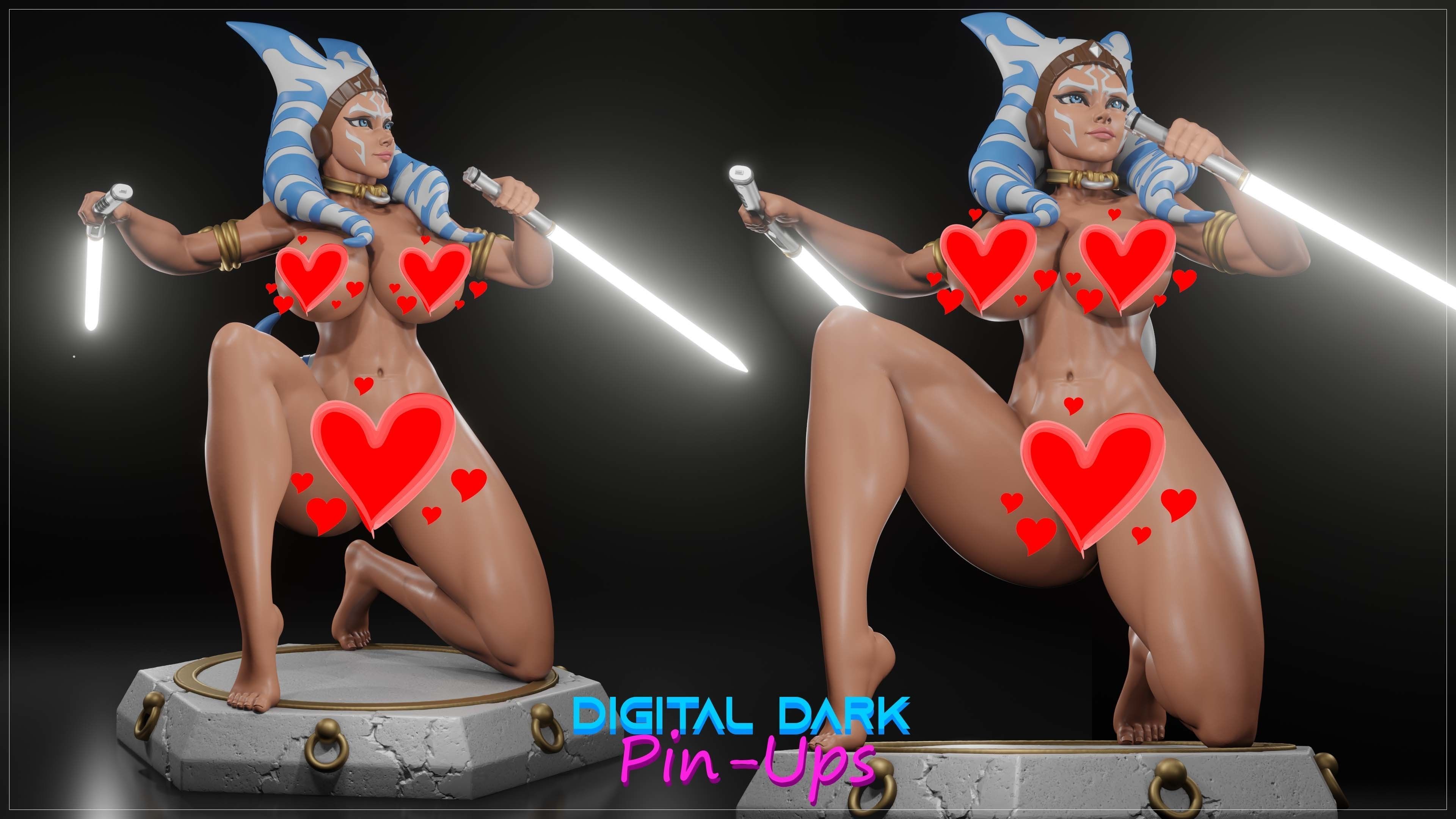 Ahsoka and Leia slave costume with NSFW version and Miniatures 3D print model_12