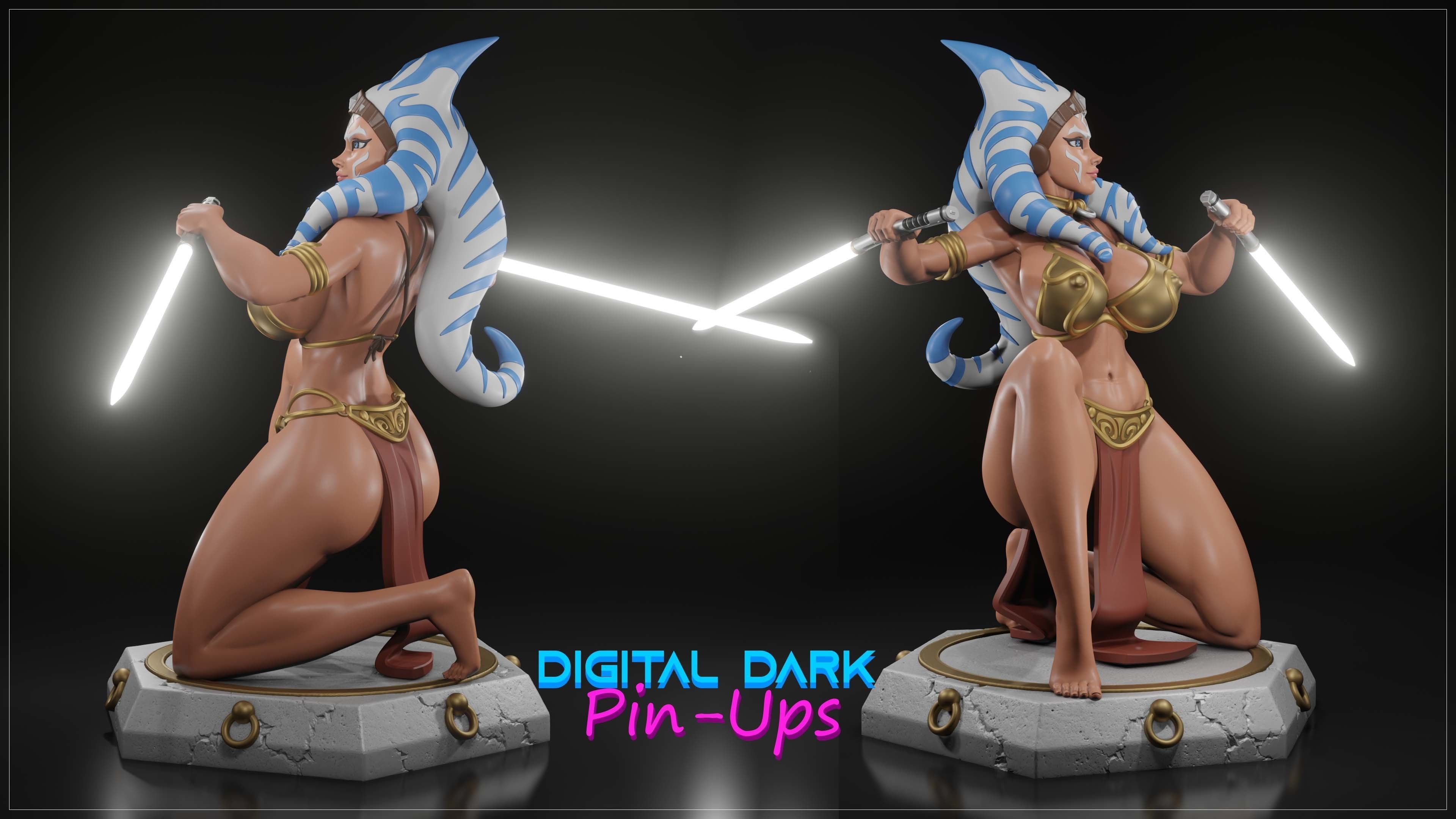 Ahsoka and Leia slave costume with NSFW version and Miniatures 3D print model_5