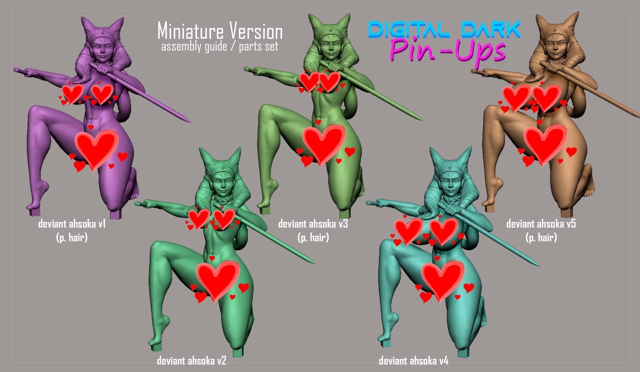 Ahsoka and Leia slave costume with NSFW version and Miniatures 3D print model_21