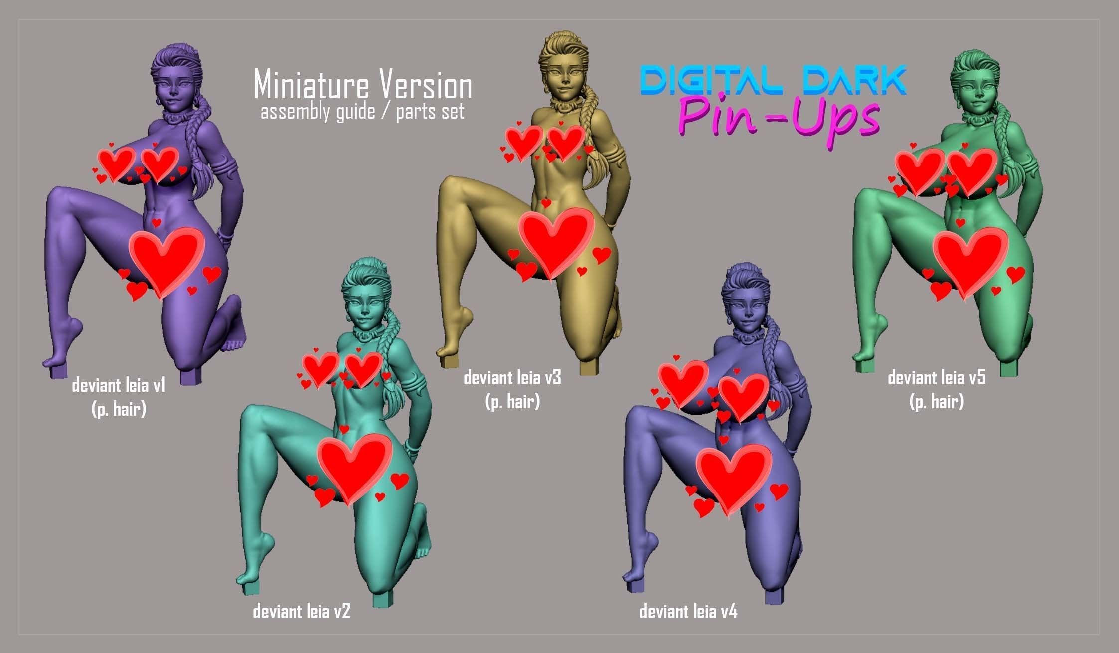 Ahsoka and Leia slave costume with NSFW version and Miniatures 3D print model_22