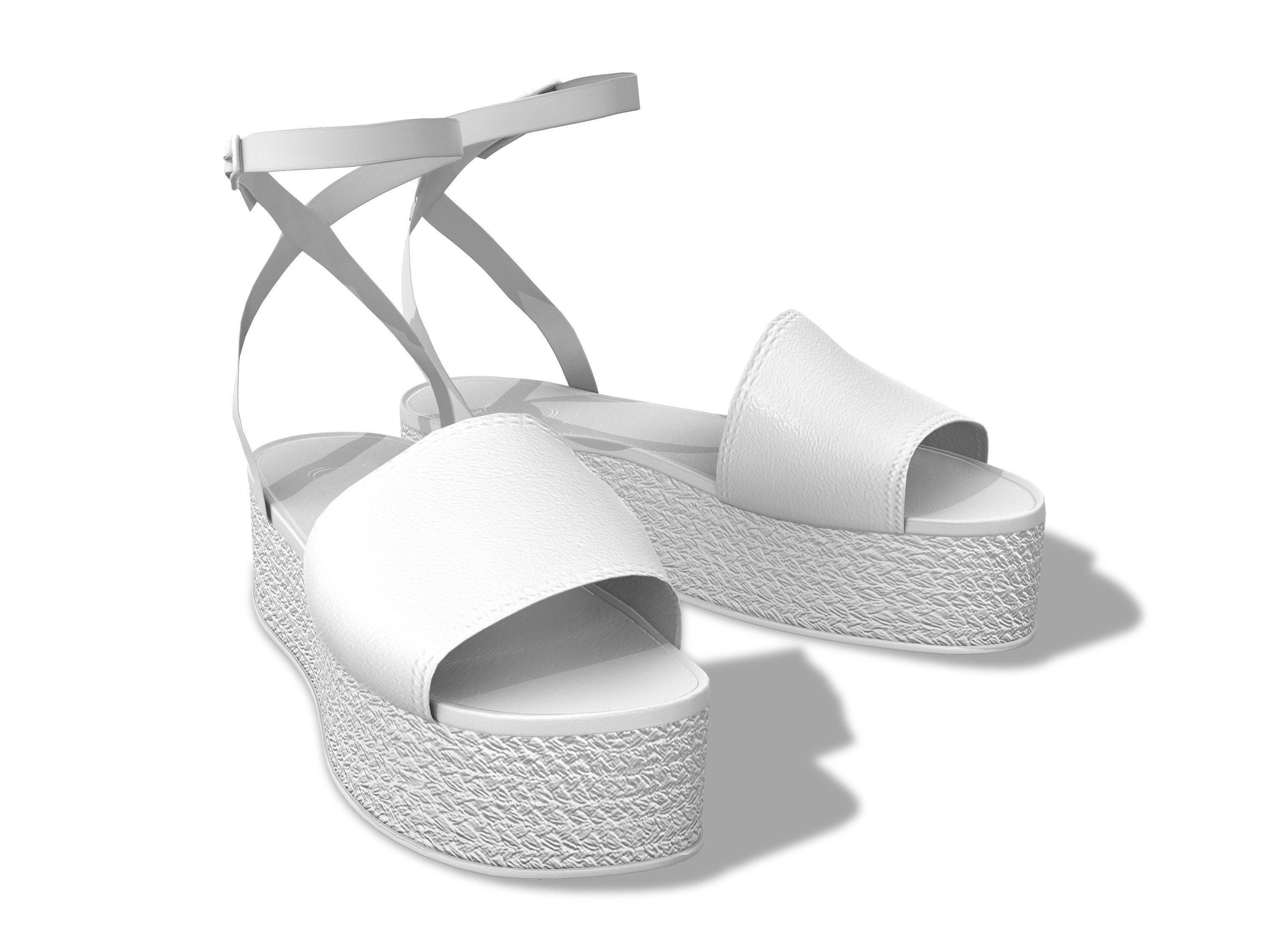 Wedge Platform Sandals Low-poly 3D model_5