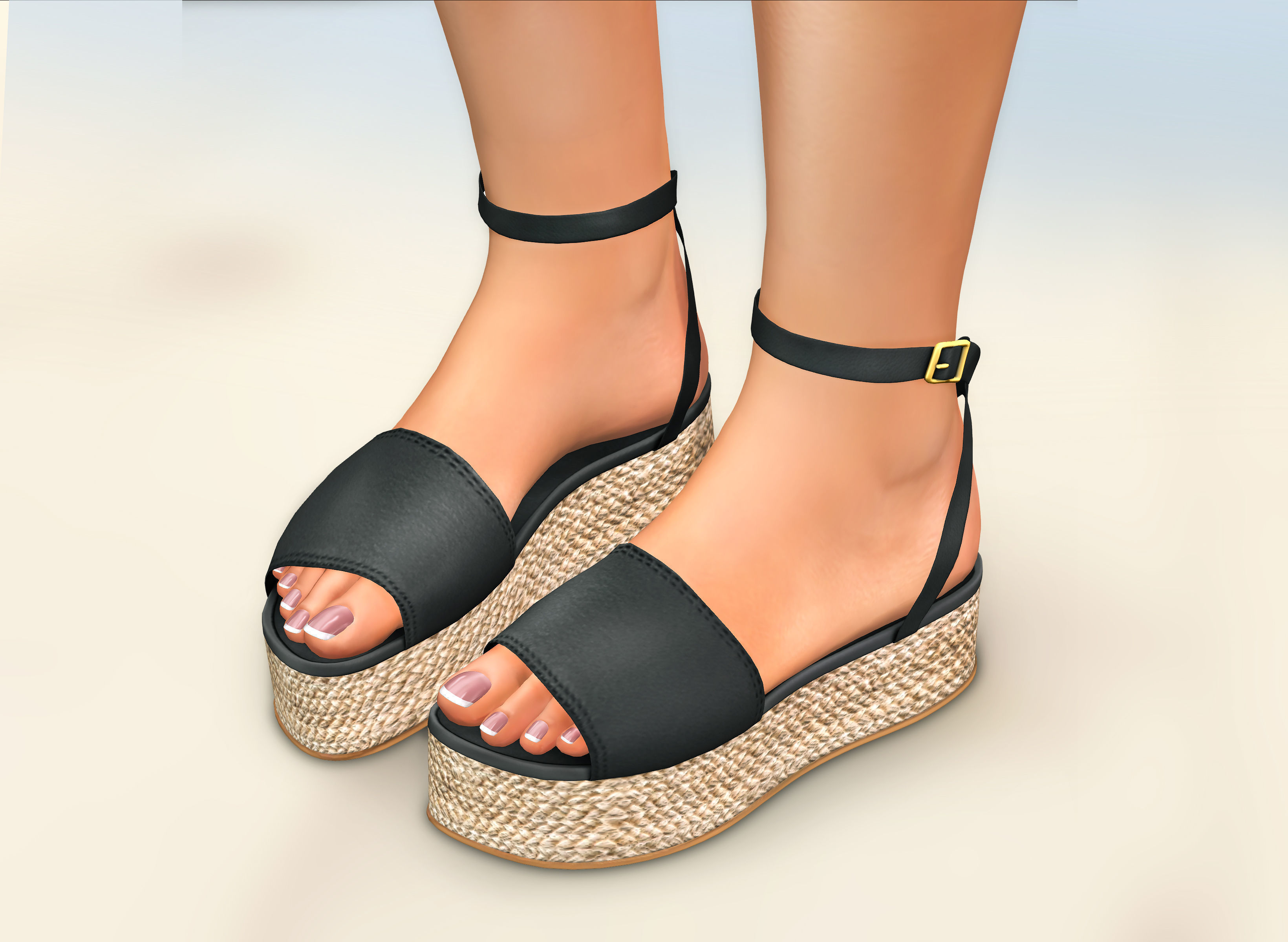 Wedge Platform Sandals Low-poly 3D model_3