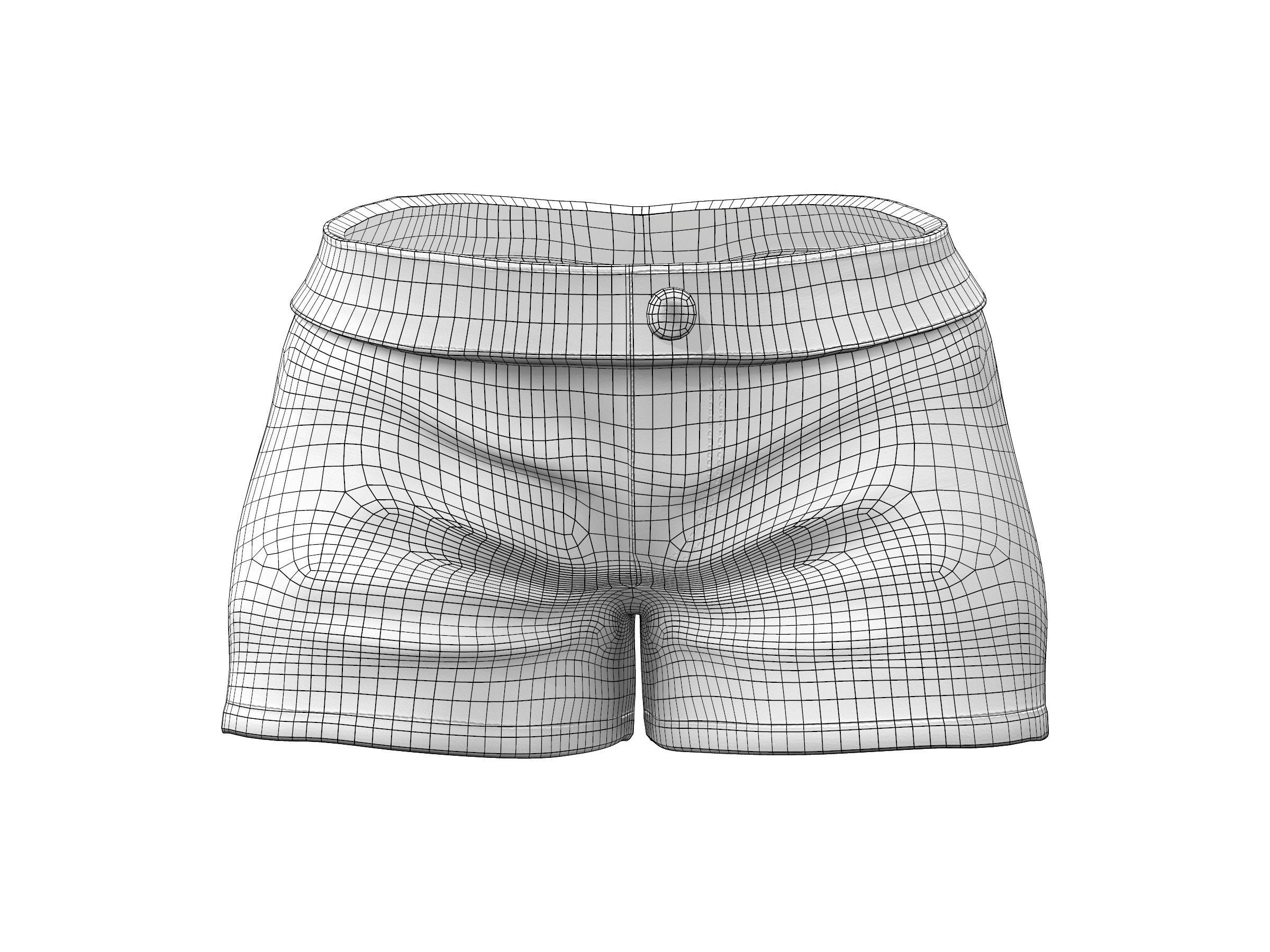 Womens Shorts Low-poly 3D model_4