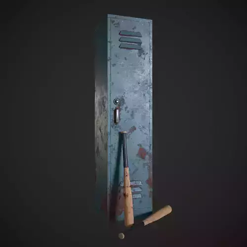 Locker and Baseball Bat Low-poly 3D model