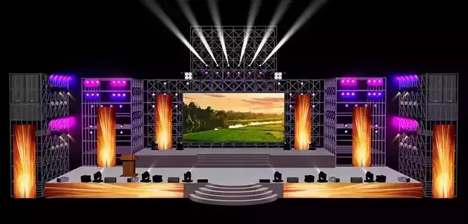 Stage party concert fashion catwalk T station  18 3D model