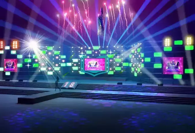 Stage party concert fashion catwalk T station  24 3D model