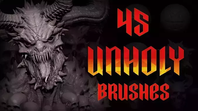 Zbrush and Blender 45 Unholy Brushes Obj Texture