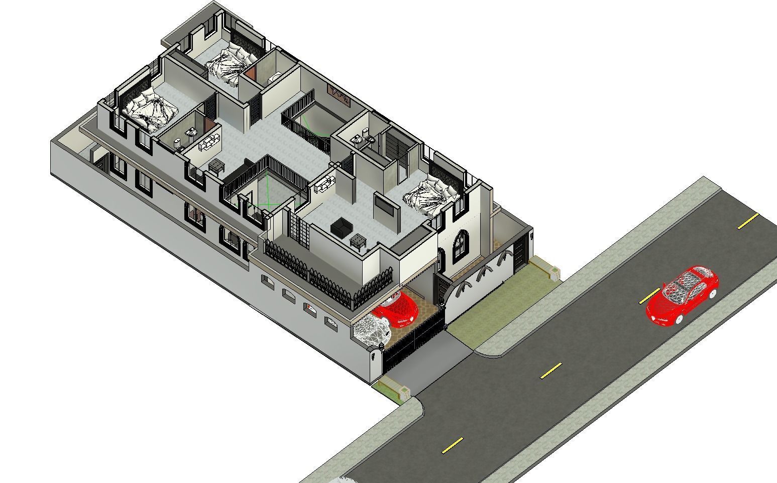 40-00 X 73-00 3D  Modern House  Plan Low-poly 3D model_9