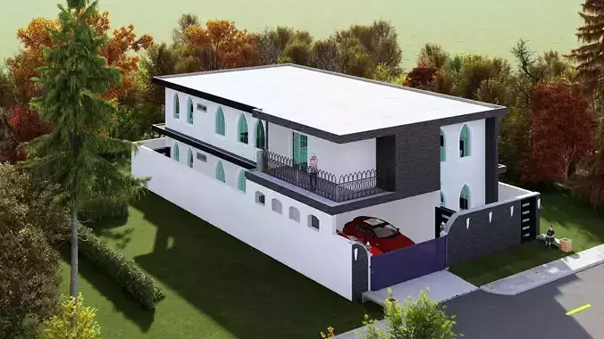 40-00 X 73-00 3D  Modern House  Plan