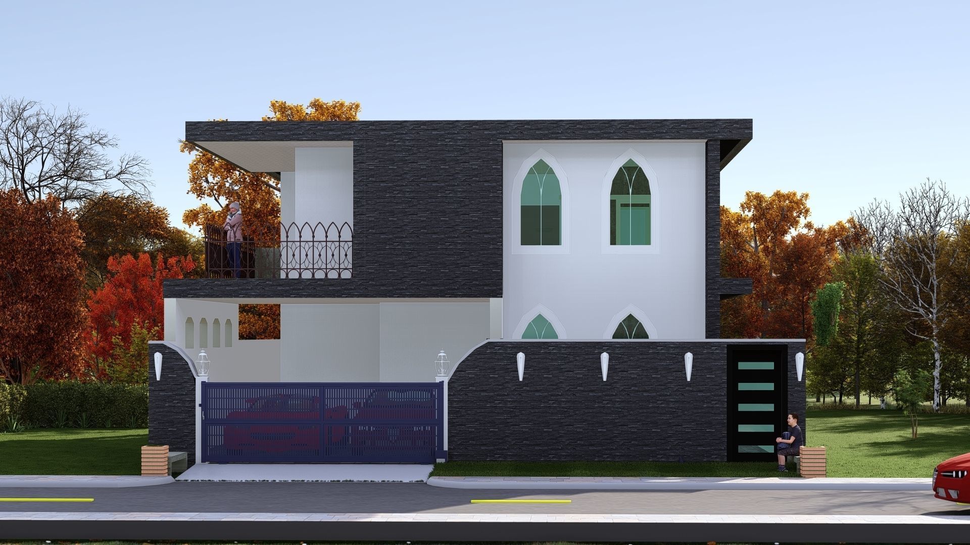 40-00 X 73-00 3D  Modern House  Plan Low-poly 3D model_3