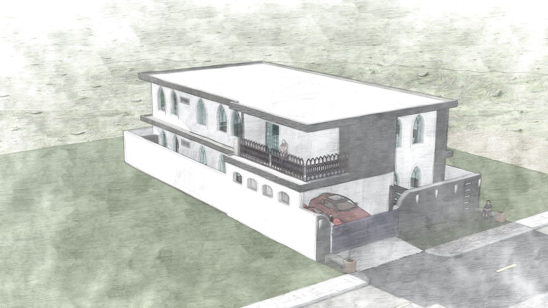 40-00 X 73-00 3D  Modern House  Plan Low-poly 3D model_5