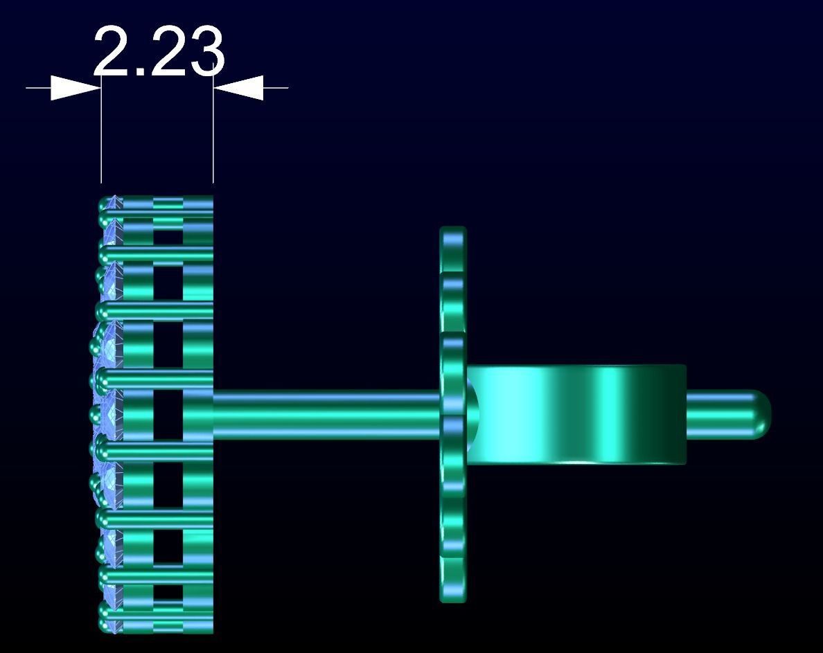 Diamond Cluster Stud Earrings 3D print model_6