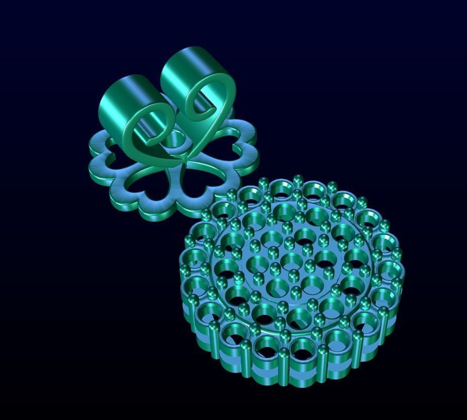 Diamond Cluster Stud Earrings 3D print model_4