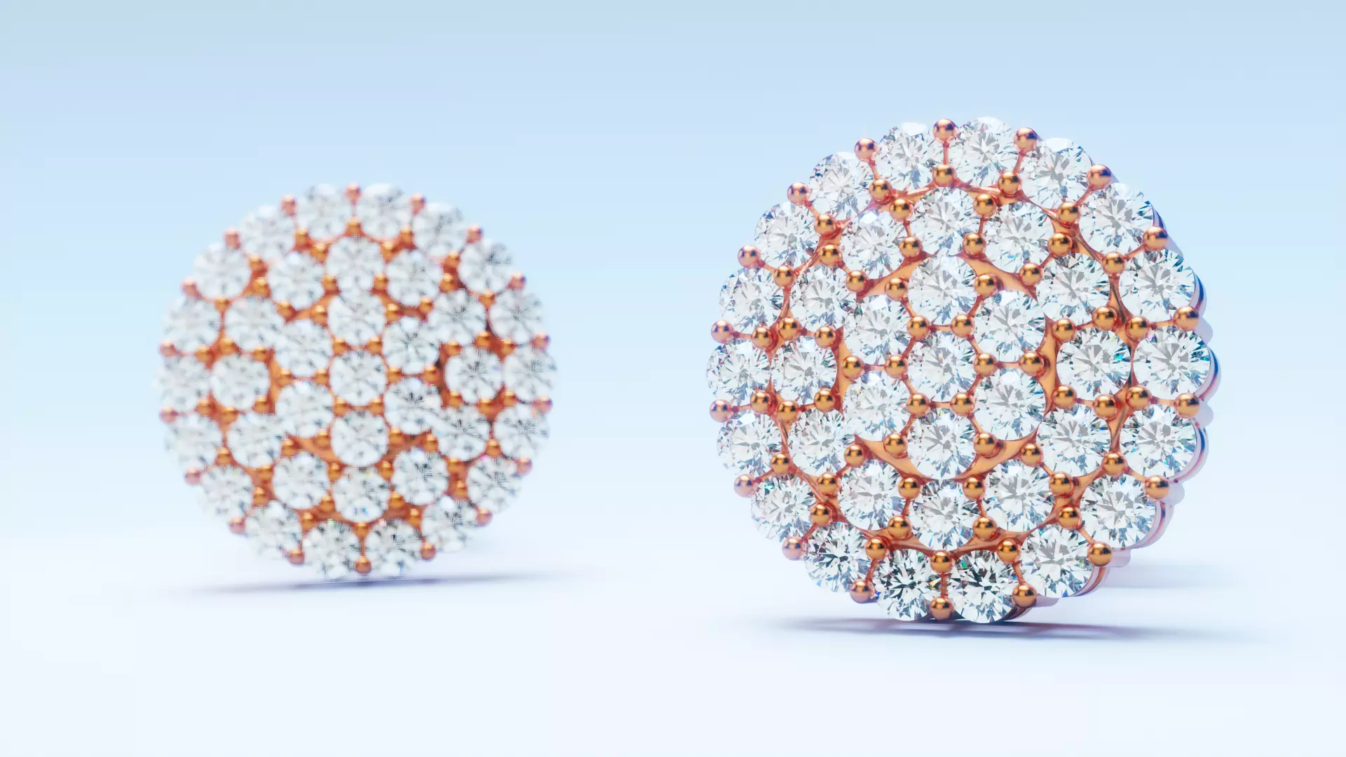 Diamond Cluster Stud Earrings 3D print model_0