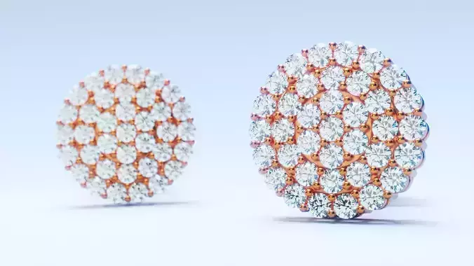 Diamond Cluster Stud Earrings 3D print model