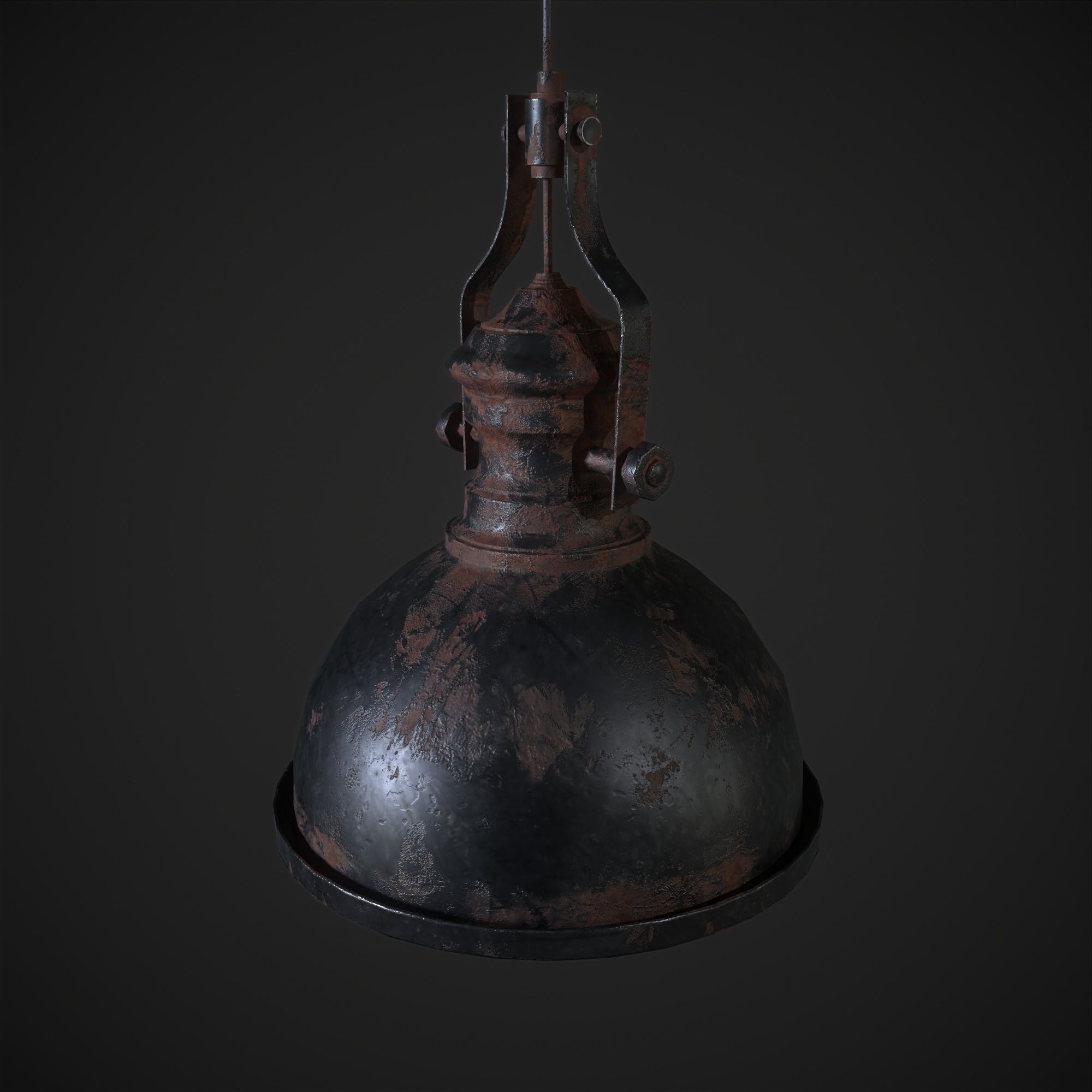 Industrial Ceiling Lamp Low-poly 3D model_3