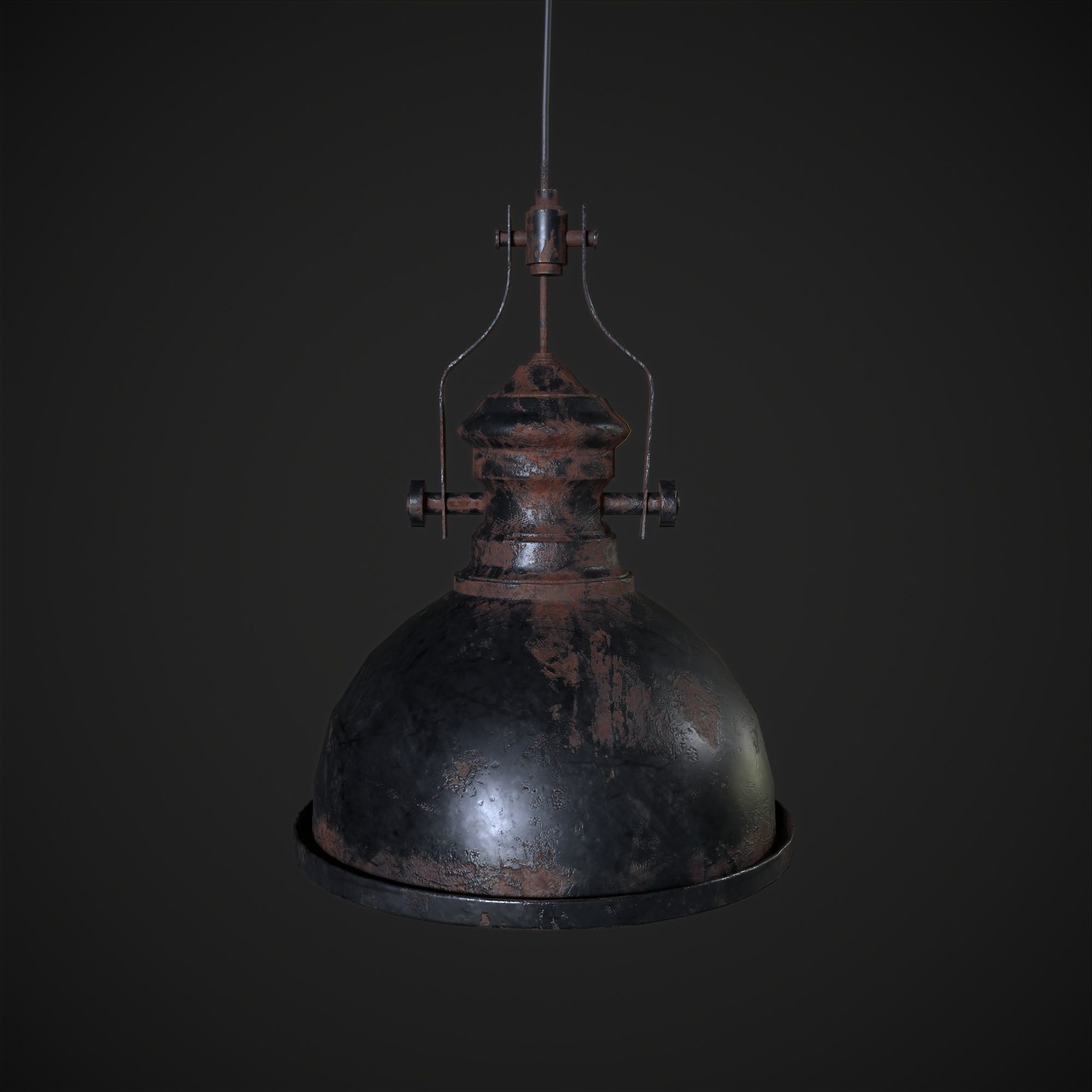 Industrial Ceiling Lamp Low-poly 3D model_1