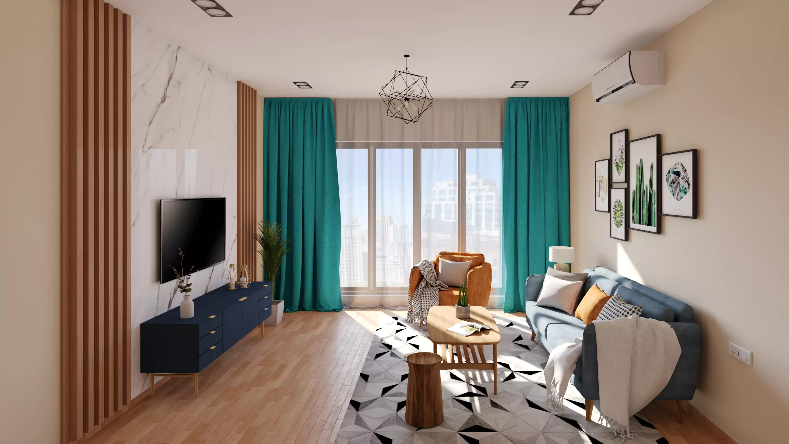 Living Room Scene 3D model_0