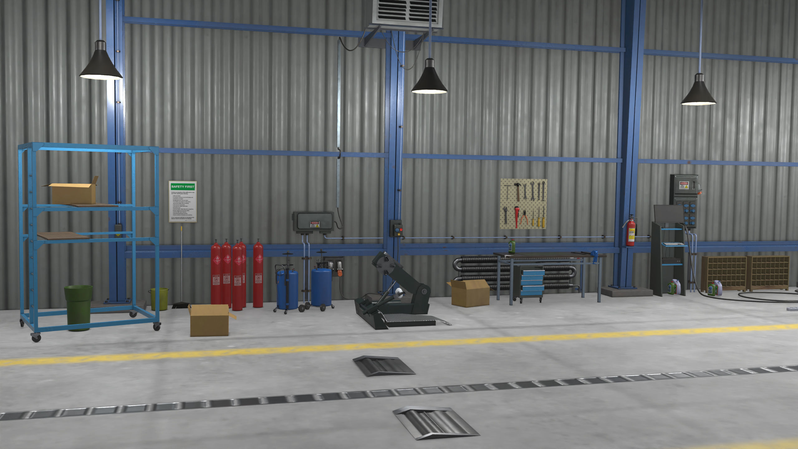 Truck Repair Workshop Interior 01 All PBR Unity UE Textures Low-poly 3D model_25