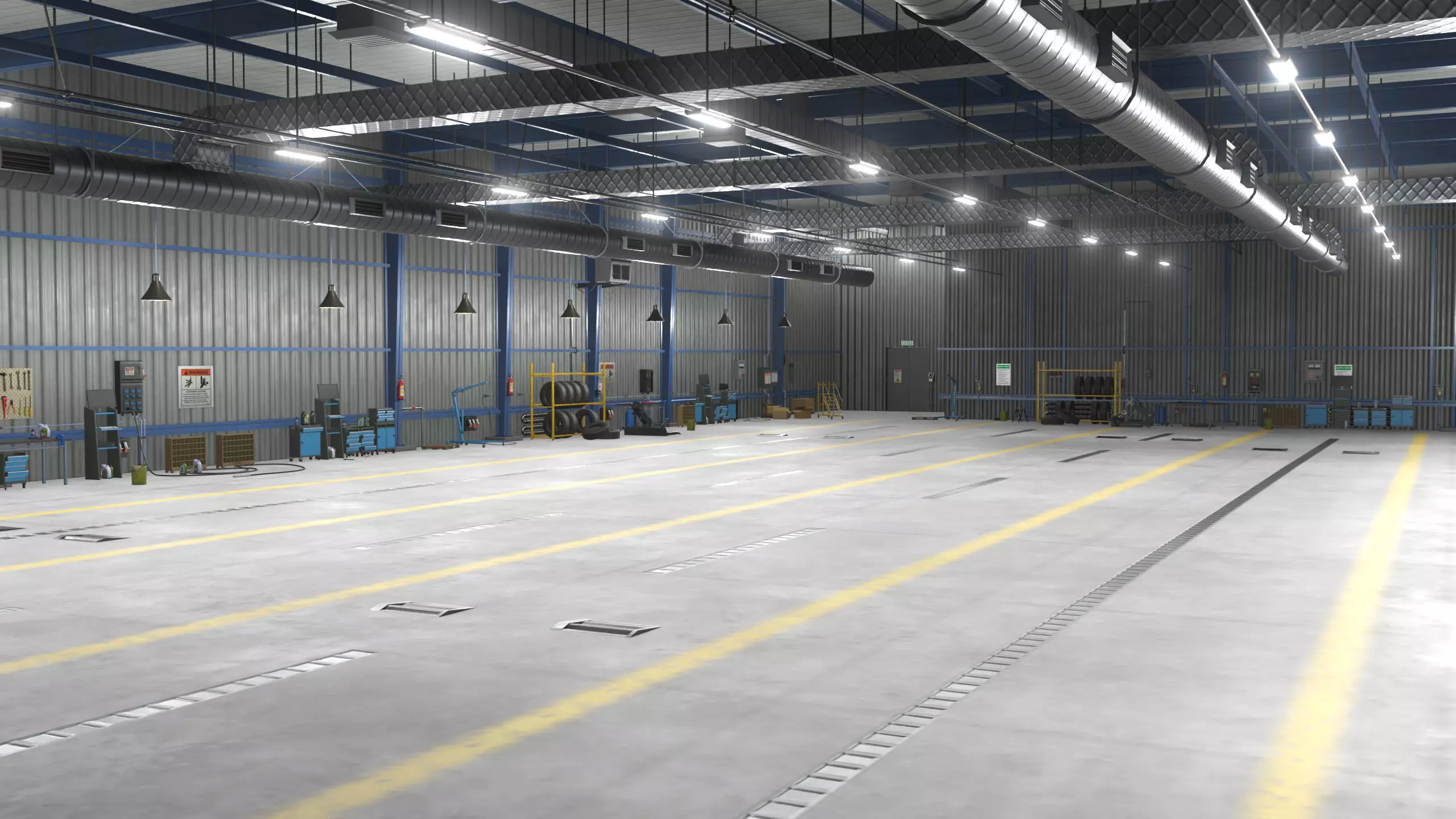 Truck Repair Workshop Interior 01 All PBR Unity UE Textures Low-poly 3D model_0