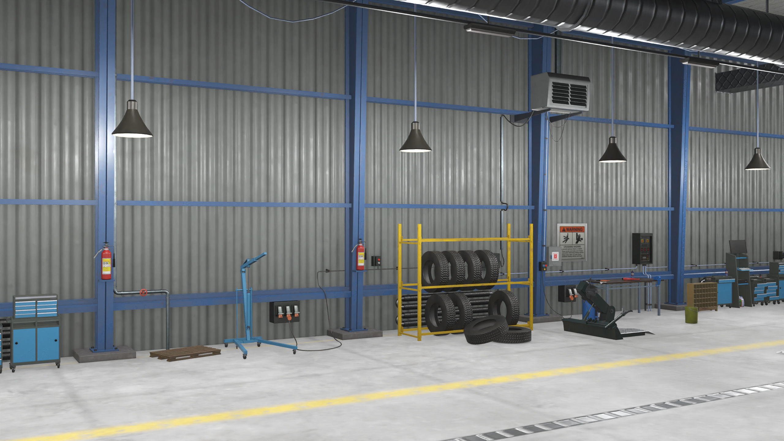 Truck Repair Workshop Interior 01 All PBR Unity UE Textures Low-poly 3D model_19