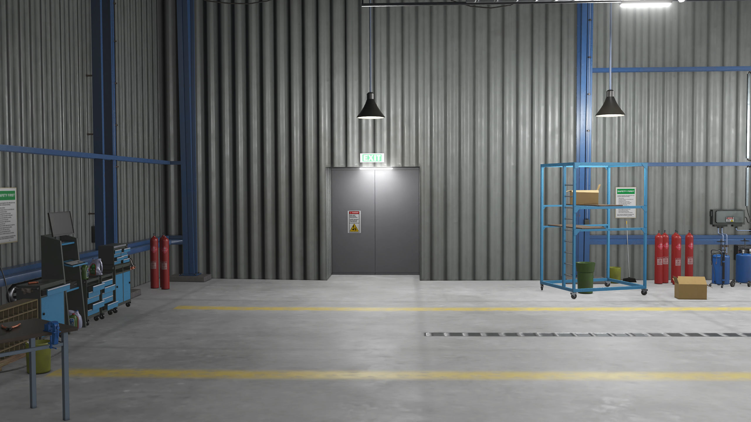 Truck Repair Workshop Interior 01 All PBR Unity UE Textures Low-poly 3D model_11