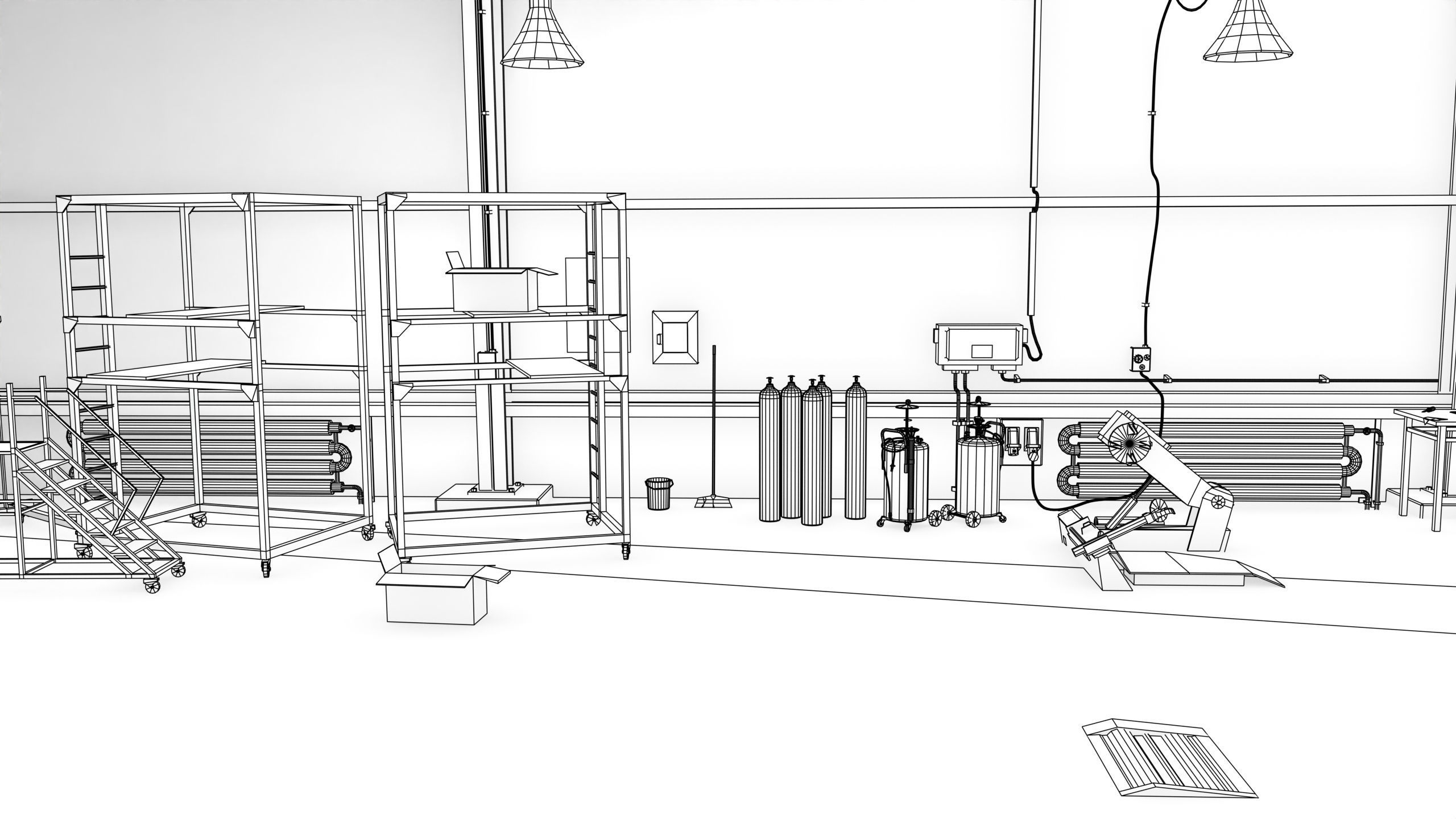 Truck Repair Workshop Interior 01 All PBR Unity UE Textures Low-poly 3D model_61