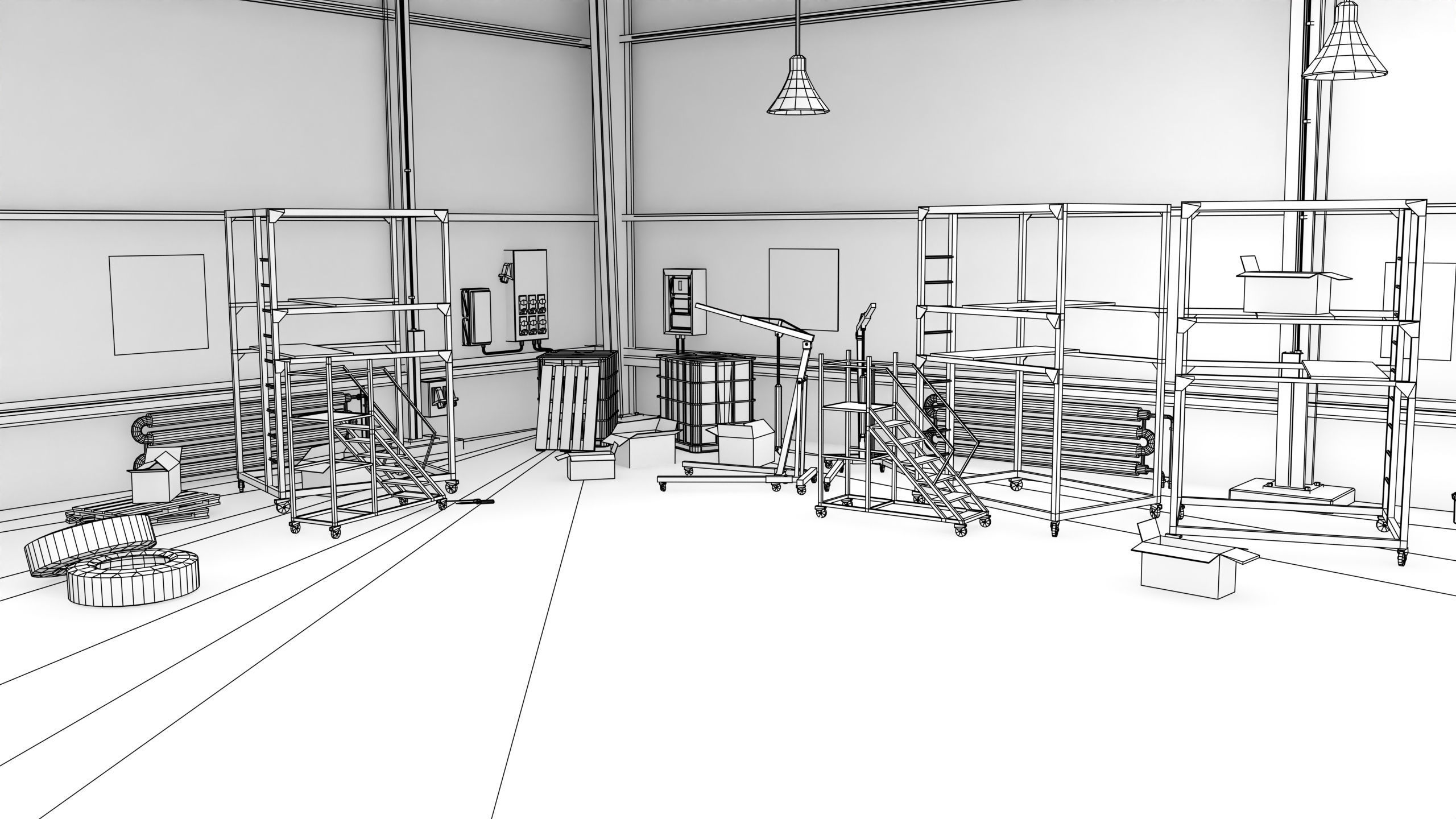 Truck Repair Workshop Interior 01 All PBR Unity UE Textures Low-poly 3D model_65