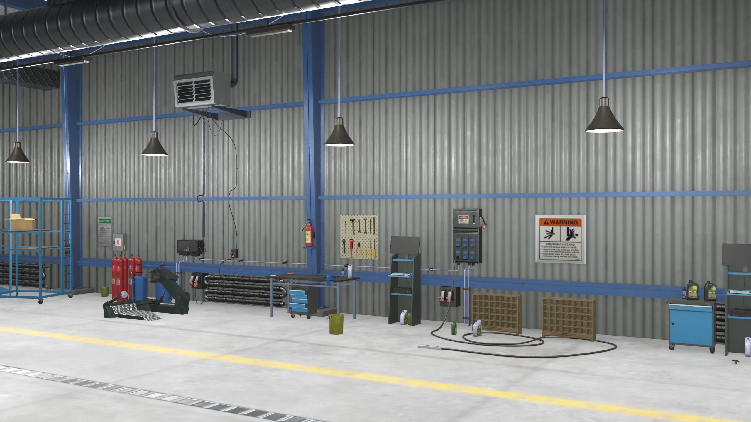 Truck Repair Workshop Interior 01 All PBR Unity UE Textures Low-poly 3D model_37